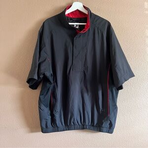FootJoy Dryjoys Tour Collection Size Large 1/2 Zip Black Red Windbreaker Jacket
